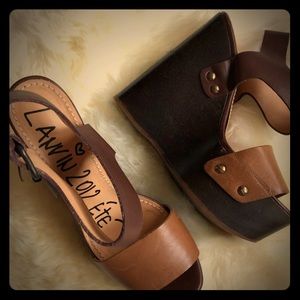 Lanvin 2012 été Brown Platform Wedge Sandal